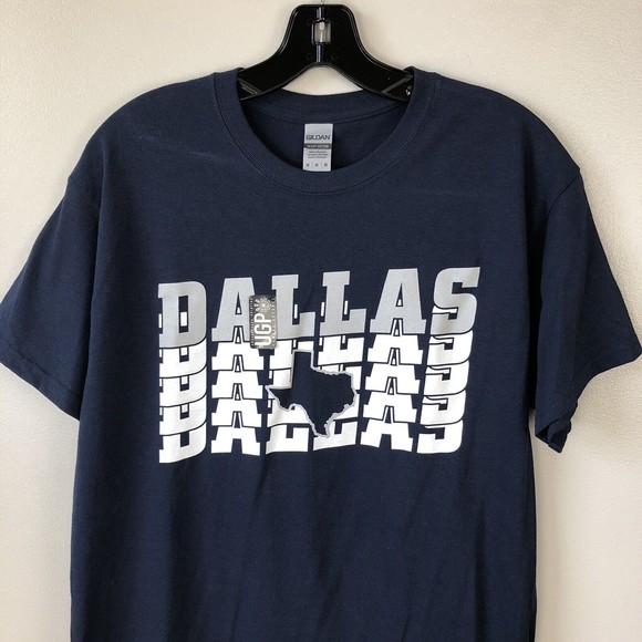Gildan Dallas Texas T-Shirt Mens M Navy White Heavy Cotton Short Sleeve Tee - Picture 2 of 8